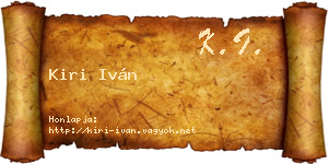 Kiri Iván névjegykártya